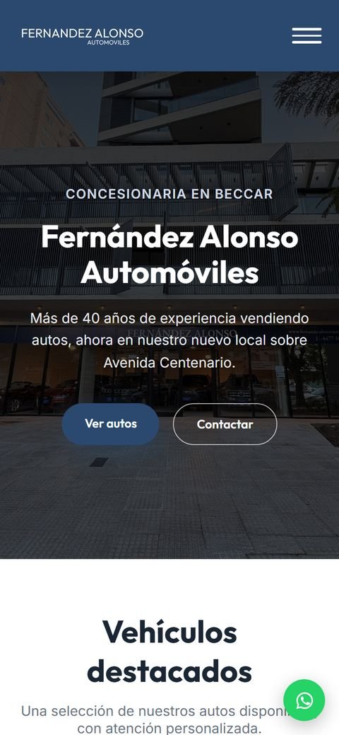 Web de Fernández Alonso Automóviles en el celular