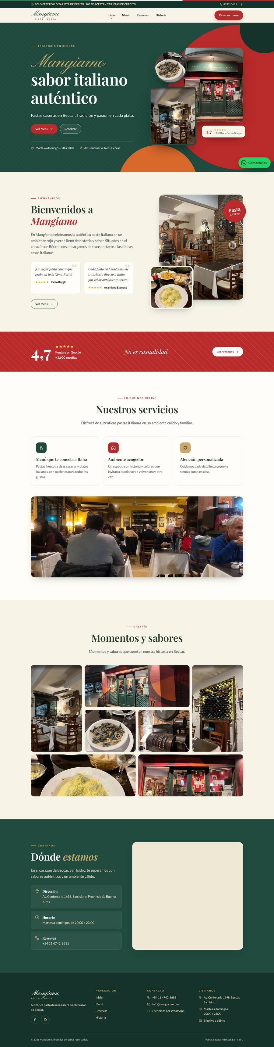 Web de Mangiamo (página de muestra)